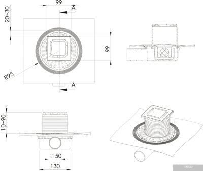 Berges Wasserhaus Zentrum Norma 100х100 091362 (хром глянец)
