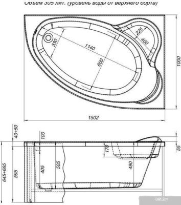 Ванна Aquanet Mayorca 150x100 R (с каркасом)