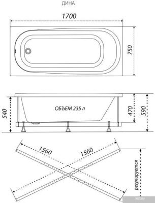 Triton Дина 170х75 (с ножками и экраном)