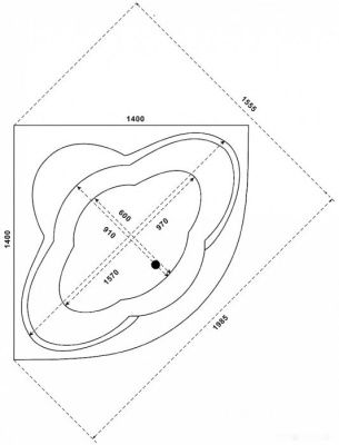 Ванна BAS Имейджен 139х139