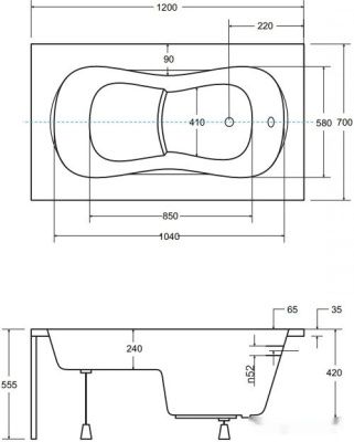 Ванна Besco Aria Rehab 120x70