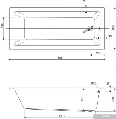 Ванна Cezares Plane Mini Solo 180х80