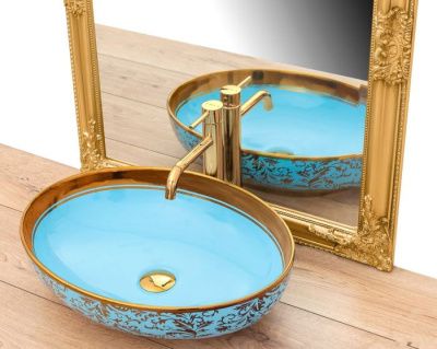 Умывальник Rea Margot (золотистый/синий)