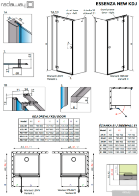 Radaway Essenza New Black KDJ 90х90 правая