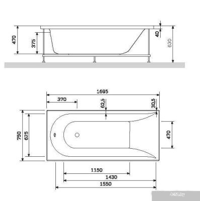 Ванна AM.PM Spirit W72A-170-075W-A2 (с каркасом)