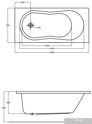 Ванна Cersanit Nike 150x70 (с каркасом)