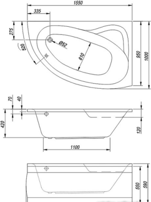 Ванна Kolpa-San Romeo Left 155x100
