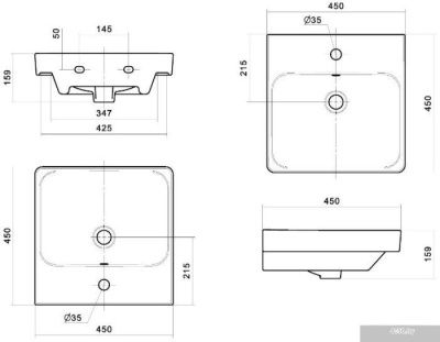 Акватон Тумба с умывальником Сканди 45 1A2516K0SD010+1WH501630