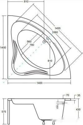Ванна Besco Mia 140x140