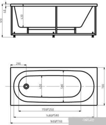 Ванна Aquatek Оберон 180x80