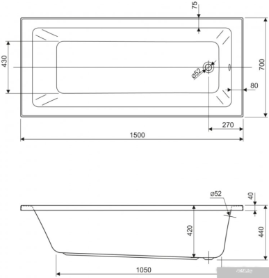 Ванна Cezares Plane Mini Solo 150х70