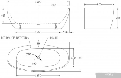 Ванна BelBagno BB83 170х80