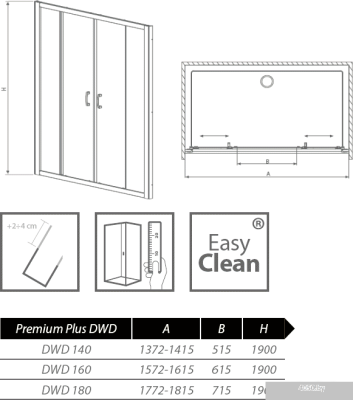 Radaway Premium Plus DWD 150 (прозрачное стекло)