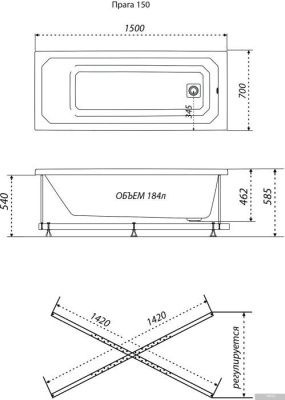 Triton Прага 150x70 (с ножками)