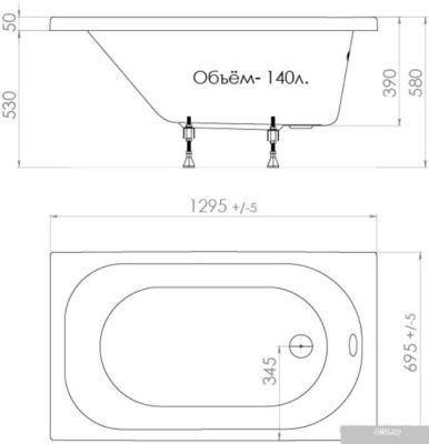 Triton Стандарт 130x70 (с ножками и экраном)