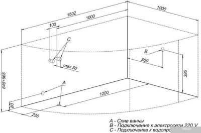Ванна Aquanet Mayorca 150x100 R (с каркасом)