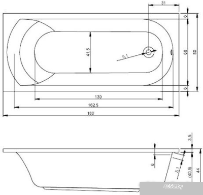 Ванна Eurolux Miamika 180x80