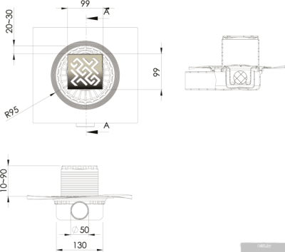 Berges Wasserhaus Zentrum Antik 100х100 092364 (золото глянец)