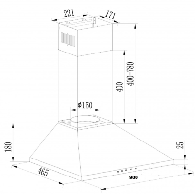 Кухонная вытяжка Schtoff V3-T900 X (нержавеющая сталь)
