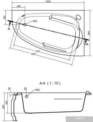 Ванна Cersanit Joanna 150x95 R (с экраном и каркасом)