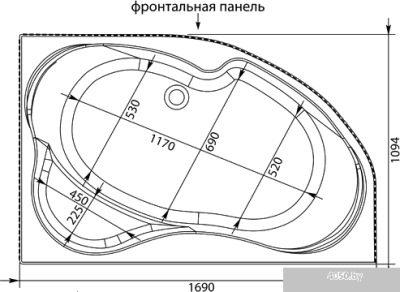 Ванна Aquanet Capri 170x110 R (с каркасом)