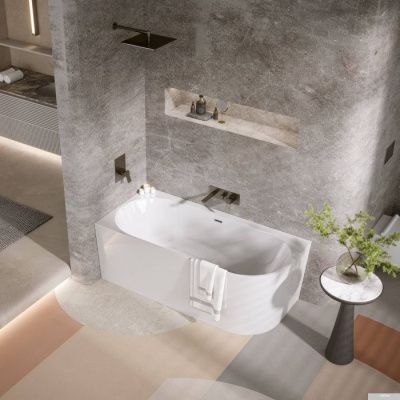 Polimat Sola 160x75 R (пристенная, белый)