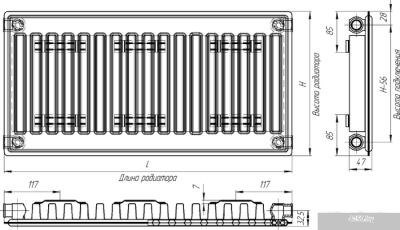 Стальной панельный радиатор Лидея ЛК 11-508 тип 11 500x800