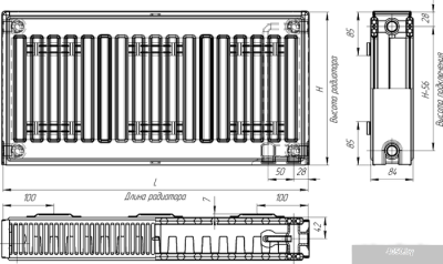Стальной панельный радиатор Лидея ЛК 21-514 тип 21 500x1400