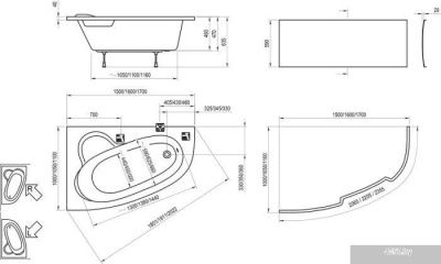 Ванна Ravak Asymmetric 150x100R C451000000