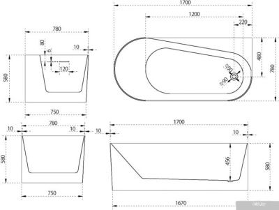 Ванна Abber 170x78 AB9496-1.7 R