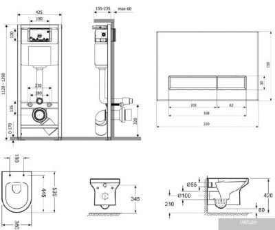 Унитаз Lavinia Boho Relfix Grance Hill Rimless 6 в 1 87561015 (фиолетовый стекло)