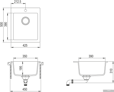 Кухонная мойка Aquasanita Simplex SQS100W (alumetallic 202)
