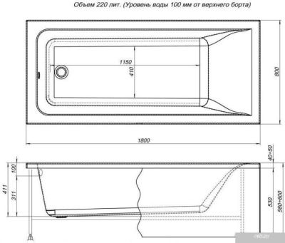Ванна Aquanet Bright 180x80