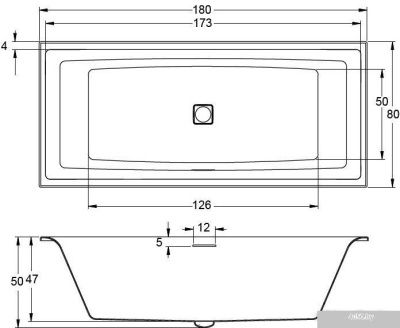 Ванна Riho Still Square Led 180x80 BR0100500K00131 (левая, без ножек)