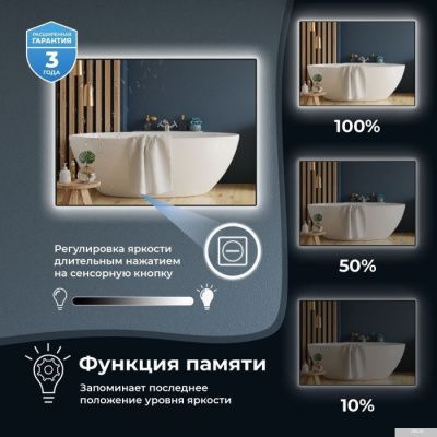 Wellsee Зеркало с фоновой LED-подсветкой 7 Rays' Spectrum 172201560, 60 х 120 см (с сенсором и регул