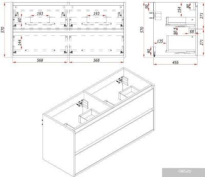ЗОВ Тумба с умывальником Парма 120 P120LWP0MWHMC1A-OL120 (белый/белый галифакс)