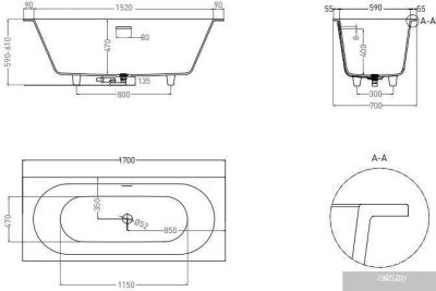 Salini Ornella Axis Kit 170x70 104723M (S-Stone, матовый)