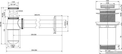 Wellsee Drainage System 182103002 (сифон, донный клапан, хром)