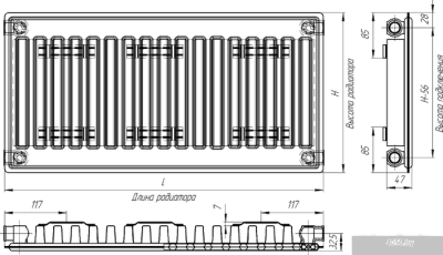 Стальной панельный радиатор Лидея ЛК 11-512 тип 11 500x1200