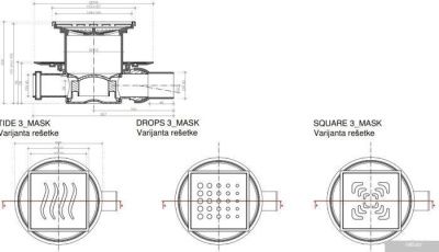 Трап/канал Pestan Confluo Standard Square 3 Mask