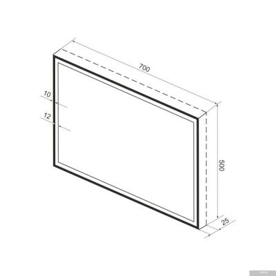 Wellsee Зеркало с фронтальной LED-подсветкой 7 Rays' Spectrum 172201190, 70 х 50 см (с сенсором и ре