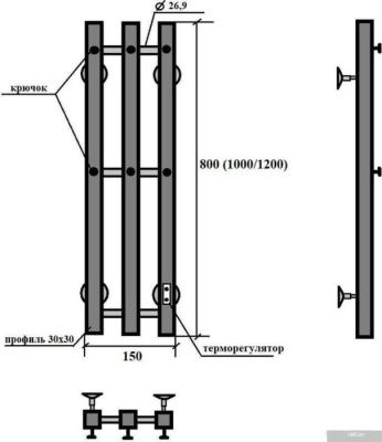 Granula Квадро Вертикаль 15х150 (терморегулятор с таймером, черный)