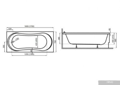 Ванна Polimat GRACJA 170x70 с ножками