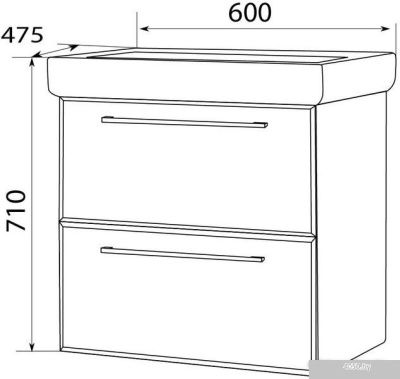 MarkaOne Тумба VisBaden 60П У72750 под умывальник Q60 (черный)