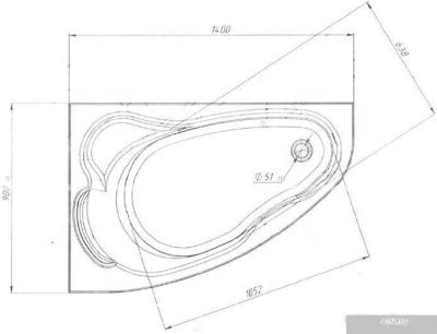 Ванна MarkaOne Lil 140x90 L