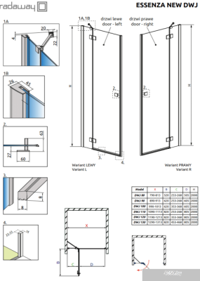 Душевая дверь Radaway Essenza New DWJ 120 R