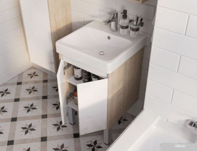 Акватон Тумба с умывальником Сканди Doors 45 1A2787K0SDB20 (белый/дуб верона)