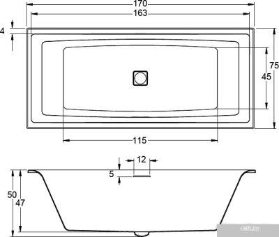 Ванна Riho Still Square 170x75 BR02005 (без ножек)