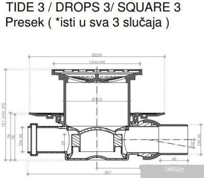 Трап/канал Pestan Confluo Standard Square 3 Gold