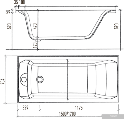 Ванна Eurolux Qwatry 150x70